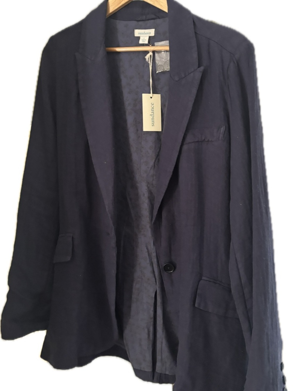 Sundance Navy Blue Linen Blazer